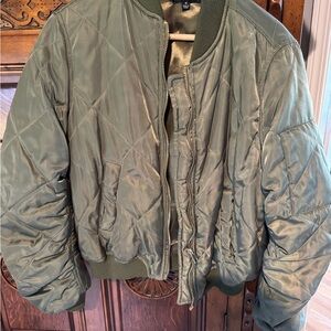 Lulu's Olive Green Quilted Bomber Jacket